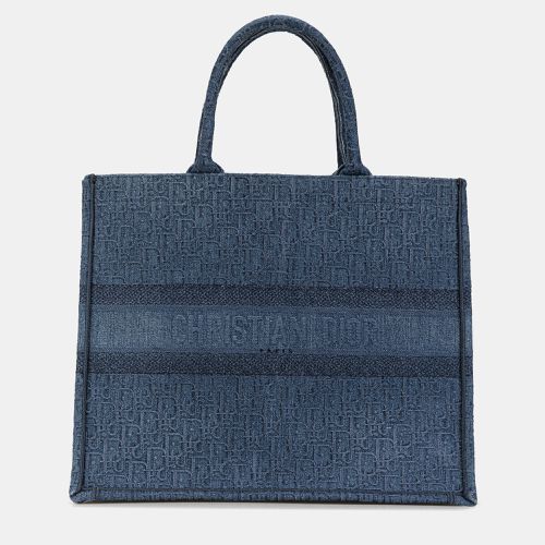 Dior Blue Canvas Oblique Denim Book Tote Large Tote Bag - Dior - Modalova