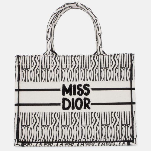 White/ Canvas Miss Allover Embroidery Book Tote Bag - Dior - Modalova