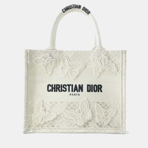 Dior White Canvas Small Butterfly Embroidery Book Tote Bag - Dior - Modalova