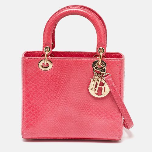 Dior Pink Snakeskin Leather Medium Lady Dior Tote - Dior - Modalova