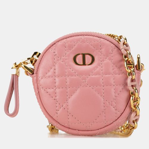 Dior Pink Lambskin Cannage Round Mini Caro Pouch - Dior - Modalova