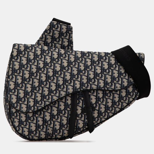 Navy Canvas Oblique Saddle Crossbody Bag - Dior - Modalova