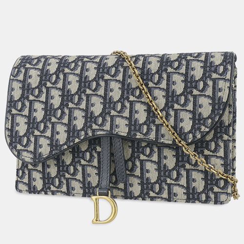 Oblique Canvas Saddle Wallet On Chain - Dior - Modalova