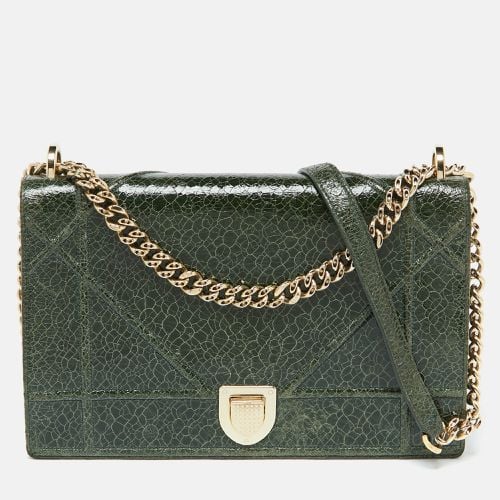 Dior Green Crackle Leather Large Diorama Flap Shoulder Bag - Dior - Modalova