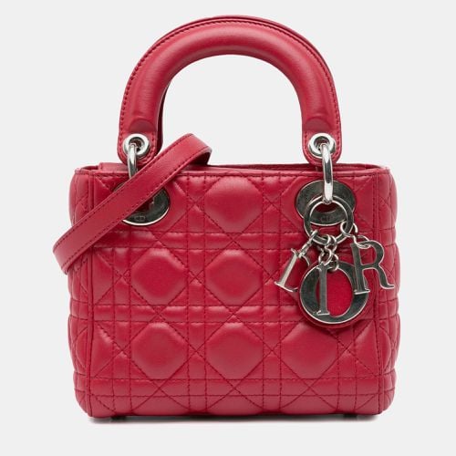 Dior Red Leather Lambskin Cannage Lady Dior Mini Bag - Dior - Modalova