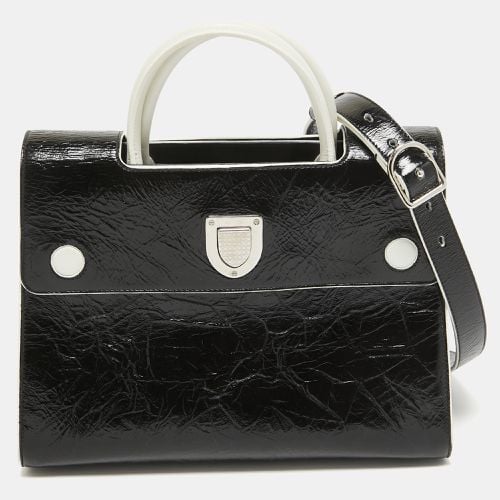 Dior Black/White Crinkled Patent Leather Medium Diorever Top Handle Bag - Dior - Modalova