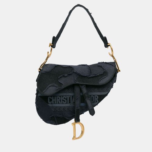 Dior Dark Blue Canvas Embroidered Camouflage Saddle Bag - Dior - Modalova