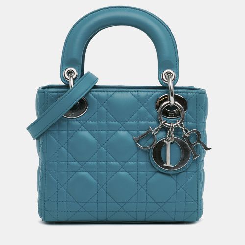 Dior Teal Lambskin Cannage Mini Lady Dior Bag - Dior - Modalova