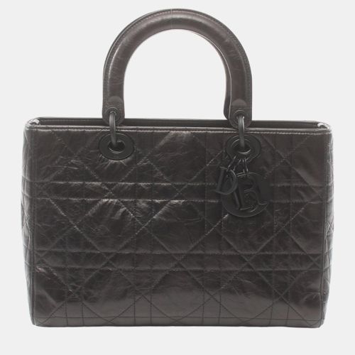 Dior Black Leather Lady D-Sire Macrocannage Handbag - Dior - Modalova