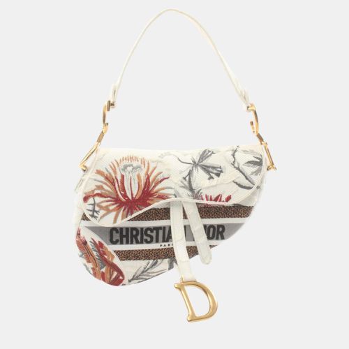 Christian Dior White Multicolor Canvas Saddle Bag - Dior - Modalova