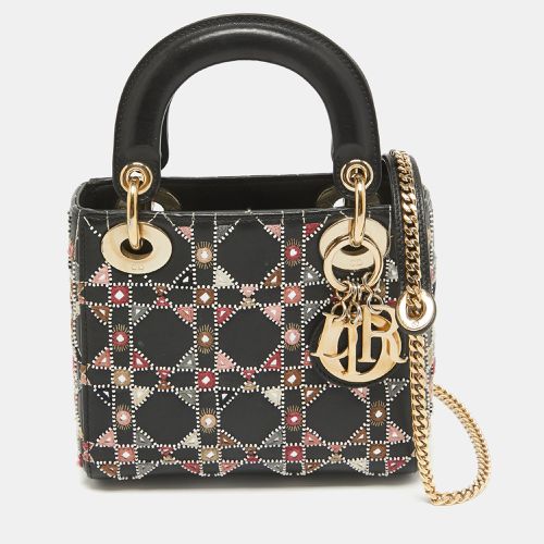 Dior Black Leather Mini Embroidered Beaded Lady Dior Tote - Dior - Modalova