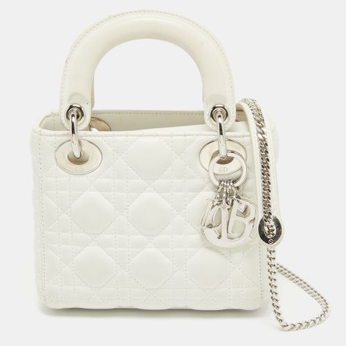 Dior White Cannage Leather Mini Lady Dior Tote - Dior - Modalova