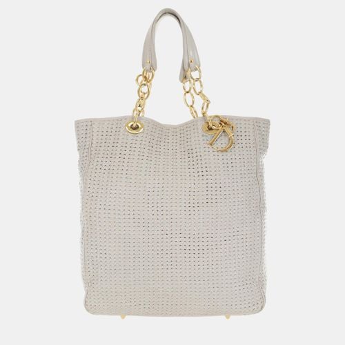 Dior White Woven Leather Soft Lady Dior Shopping Tote Bag - Dior - Modalova