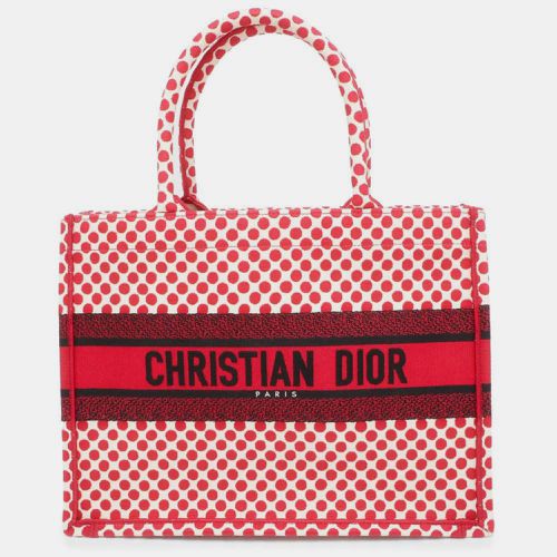 Dior Red/White/Black Canvas Book Tote PolkadotSize Medium - Dior - Modalova