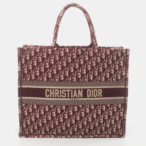 Christian Dior Book Canvas White Bordeaux Tote Large Bag - Dior - Modalova