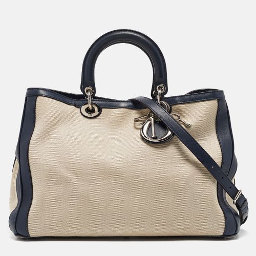 Dior Navy Blue/natural Canvas and Leather Large Diorissimo Shopper Tote - Dior - Modalova