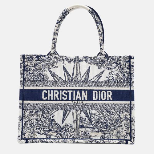 Dior Navy Blue/White Canvas Medium Embroidered Rêve d'Infini Book Tote - Dior - Modalova