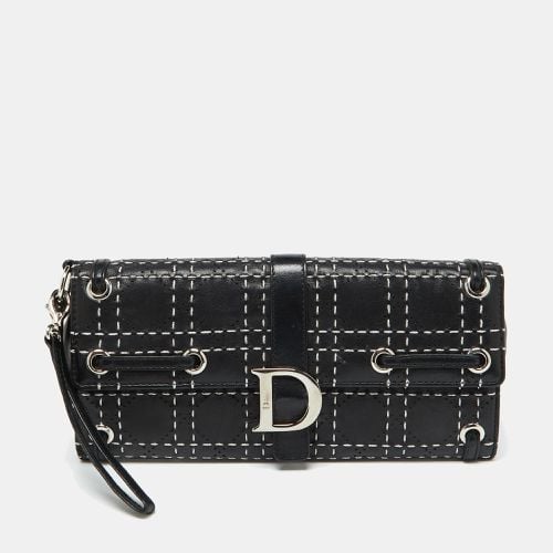 Dior Black Leather Cannage Perforated Stitched Flap Clutch - Dior - Modalova