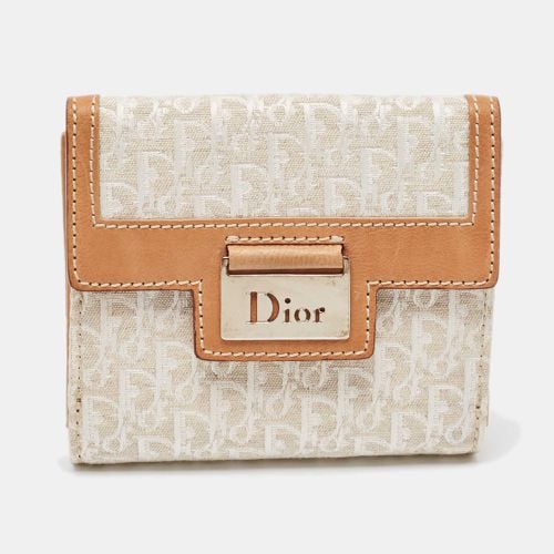 Dior White/Brown Oblique Canvas and Leather Street Chic Compact Wallet - Dior - Modalova