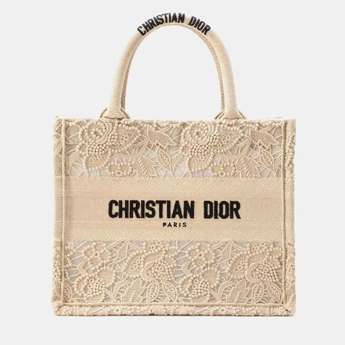 Dior Beige/Black Canvas Book Lace Small Tote Bag - Dior - Modalova