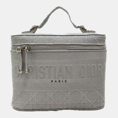 Dior Grey Cannage Embroidery Canvas Dior Travel Vanity Case Bag - Dior - Modalova