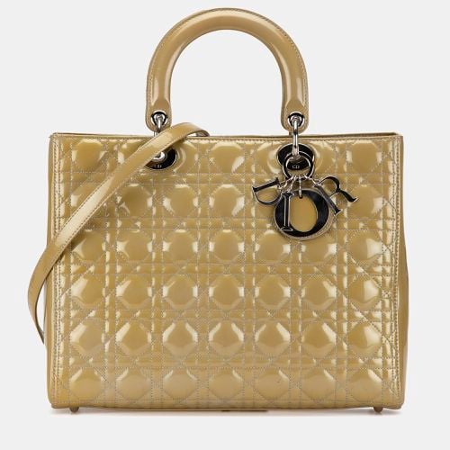 Dior Beige Patent Leather Cannage Lady Dior Large Bag - Dior - Modalova