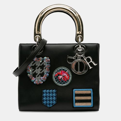 Dior Black Calfskin Patch Embellished Lady Dior Medium Bag - Dior - Modalova