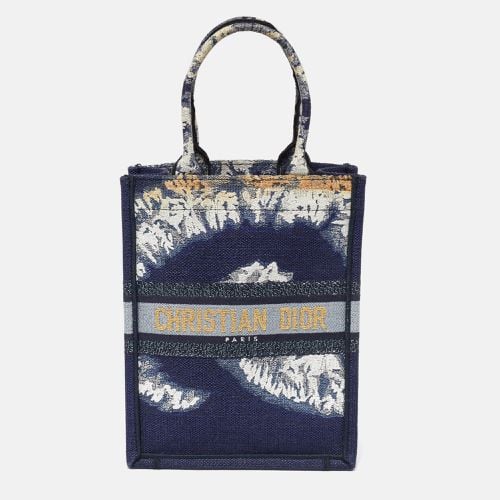 Dior Navy Blue/White Tie Dye Canvas Mini Vertical Dior Book Tote - Dior - Modalova