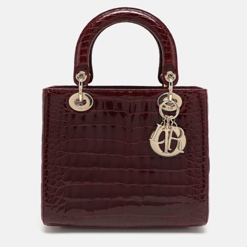 Dior Burgundy Alligator Medium Lady Dior Tote - Dior - Modalova