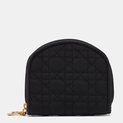 Dior Black Cannage Fabric Zip Around Coin Purse - Dior - Modalova