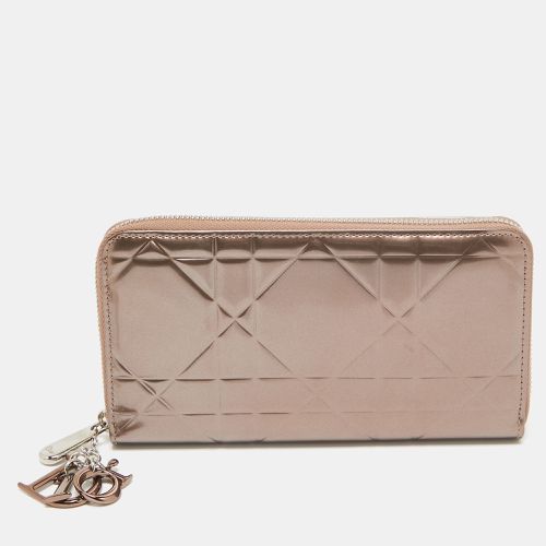 Dior Rose Gold Cannage Patent Leather Lady Dior Zip Continental Wallet - Dior - Modalova