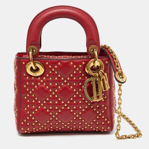 Dior Red Leather Mini Studded Supple Lady Dior Tote - Dior - Modalova