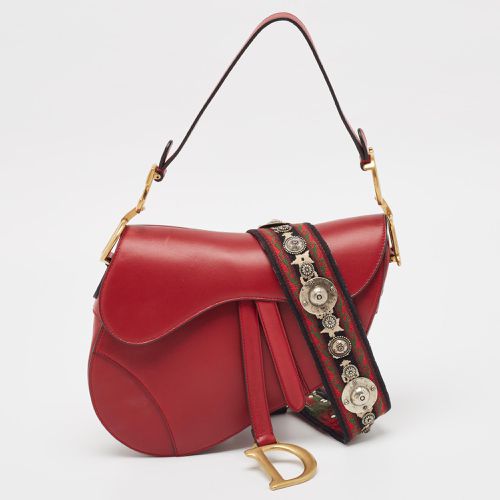 Dior Red Leather Saddle Bag - Dior - Modalova