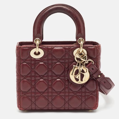 Dior Burgundy Cannage Leather Small Lady Dior My ABCDior Tote - Dior - Modalova