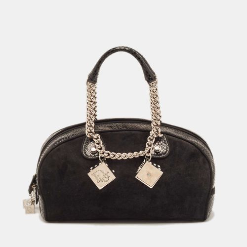 Dior Black Suede and Snakeskin Gambler Dice Bowler Bag - Dior - Modalova