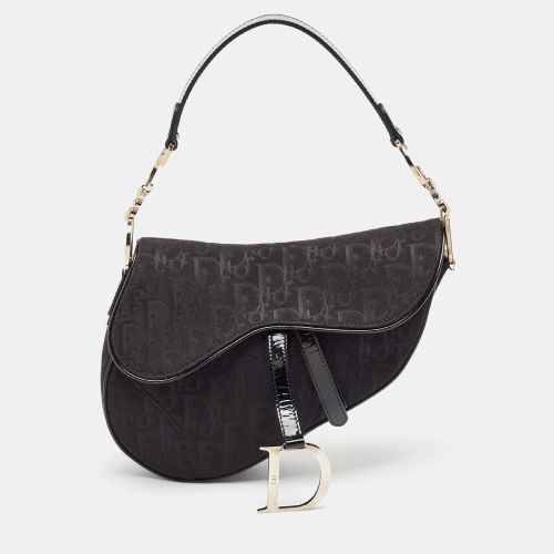 Dior Black Oblique Canvas and Patent Leather XS Saddle Bag - Dior - Modalova