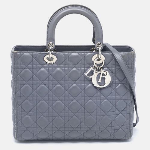 Dior Grey Cannage Leather Large Lady Dior Tote - Dior - Modalova