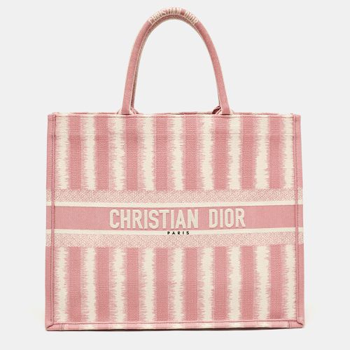 Dior Pink/White Canvas Large Stripe Book Tote - Dior - Modalova