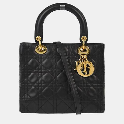 Christian Dior Black Lambskin Lady Dior Cannage Handbag - Dior - Modalova