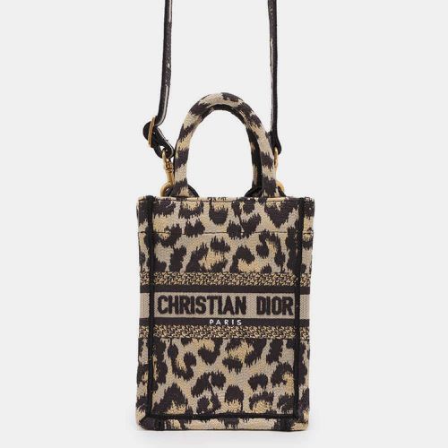 Dior Beige/Black Canvas Leopard Book Tote Mini Vertical Bag - Dior - Modalova