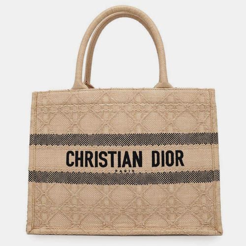 Dior Beige Raffia Size Book tote bag Medium - Dior - Modalova