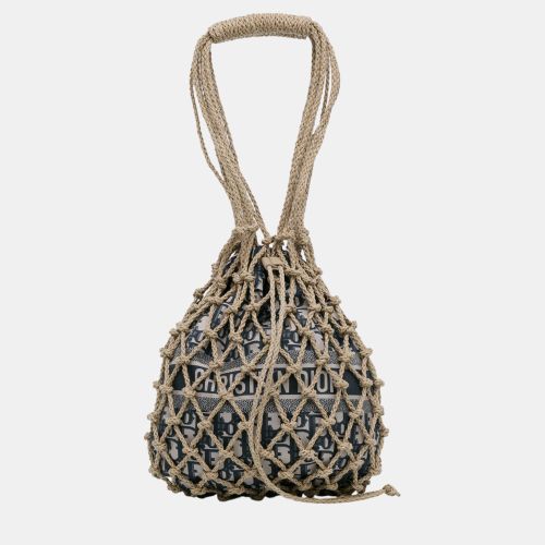 Dior Beige/Brown Woven Rope and Oblique Technical Fabric Net Bag - Dior - Modalova