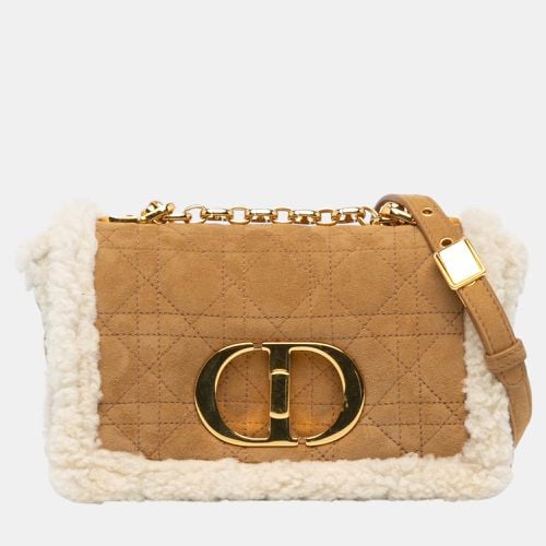 Dior Brown Small Shearling Suede Cannage Caro Bag - Dior - Modalova