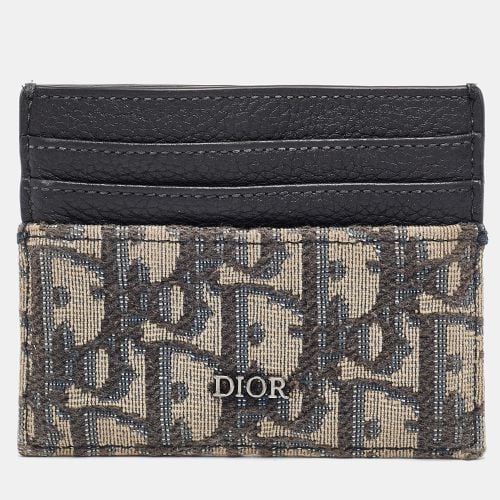 Dior Navy Blue Oblique Canvas and Leather Card Holder - Dior - Modalova