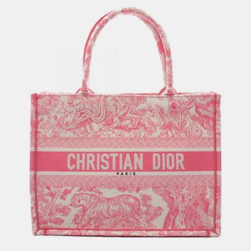 Christian Dior Canvas Pink White Dioriviera Book Tote Medium Toile de Jouy Bag - Dior - Modalova