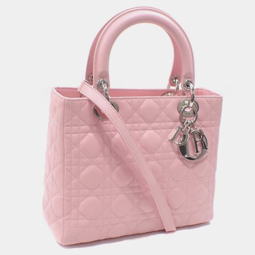 Christian Dior Light Pink Lambskin Lady Leather Cannage Handbag - Dior - Modalova