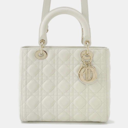 Christian Dior white Lady Cannage medium lambskin shoulder bag - Dior - Modalova