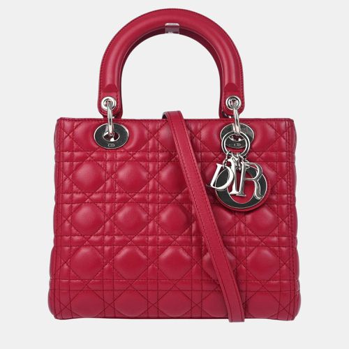 Christian Dior Red Lambskin Lady Dior Cannage Handbag - Dior - Modalova