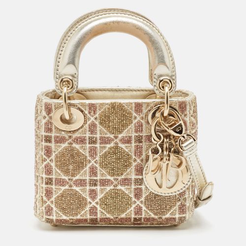 Dior Gold Cannage Leather Micro Beaded Lady Dior Tote - Dior - Modalova