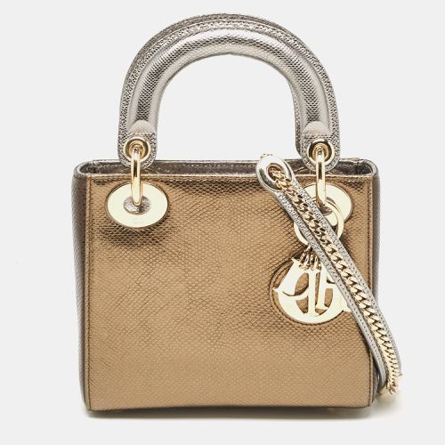 Dior Gold/Silver Lizard Mini Lady Dior Tote - Dior - Modalova